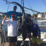 Shark action for ROFFS™ Client Kevin Braddish (Bird Dog) 200 lb. thresher shark off of Fire Island NY.