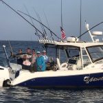 ROFFS™ Client Vincent Olsen & Vincent Jr. (VINSANITY):
“On a roll. Inshore - One fish 54lb. one 38lb. here is a pic of the 54. My son Vincent had a 40 minute fight on a 25K Saragosa spinner. Awesome! Next stop, Offshore - Went to the Edge just east of Hudson - landed on one set of your numbers and immediately hooked up. Was on the way to my slip in Montauk and dragged a spread along the 100 line all the way to the Dip and halfway to the tails, but there were only short yellows, skippies and a White Marlin. Gonna wait for the fish to move west into Atlantis from east Hydrographer. Plenty of large Bass in Montauk to play with in the meantime with the full moon coming.
Over and out.
Tight lines,
VINSANITY”